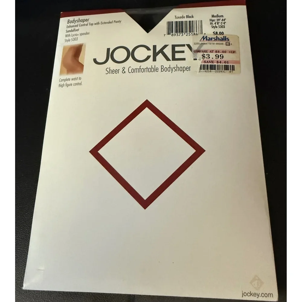 Jockey Womens Medium Bodyshaper Pantyhose Tuxedo Black‎ Sheer Control Top NEW